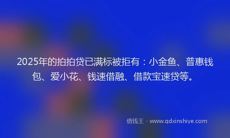 2025年的拍拍贷已满标被拒有：小金鱼、普惠钱包、爱小花、钱速借融、借款宝速贷等。