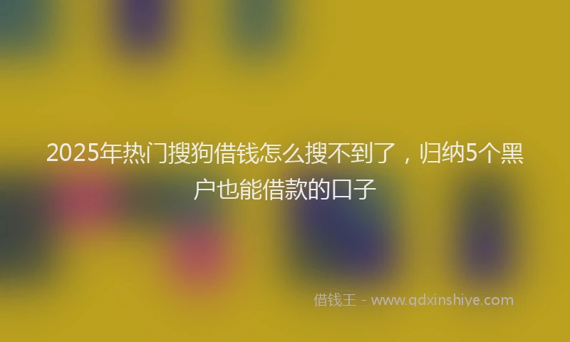 2025年热门搜狗借钱怎么搜不到了，归纳5个黑户也能借款的口子