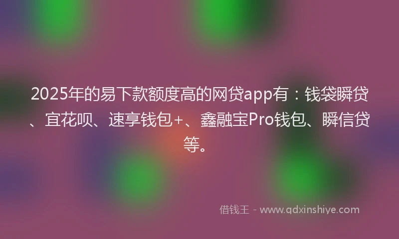 2025年的易下款额度高的网贷app有：钱袋瞬贷、宜花呗、速享钱包+、鑫融宝Pro钱包、瞬信贷等。