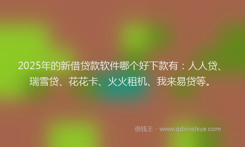 2025年的新借贷款软件哪个好下款有：人人贷、瑞雪贷、花花卡、火火租机、我来易贷等。