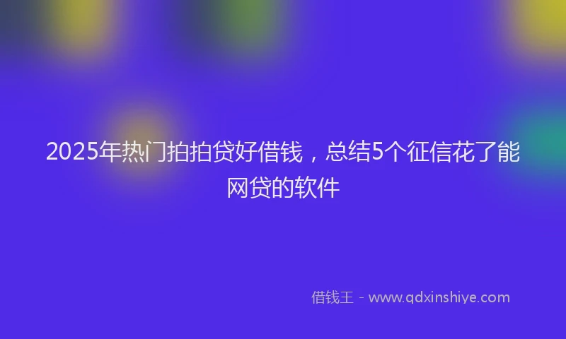 2025年热门拍拍贷好借钱，总结5个征信花了能网贷的软件