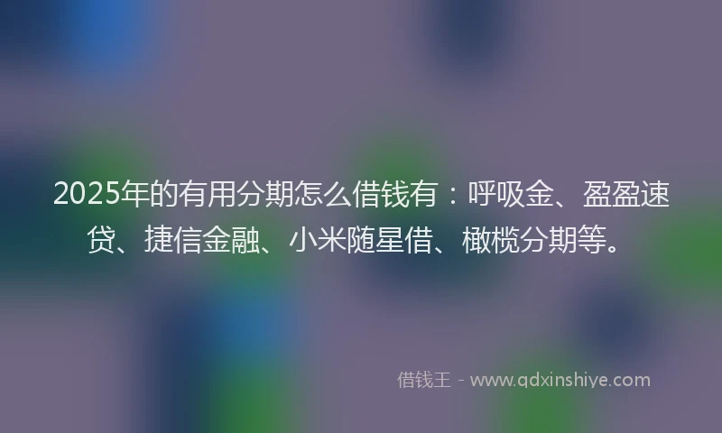2025年的有用分期怎么借钱有：呼吸金、盈盈速贷、捷信金融、小米随星借、橄榄分期等。