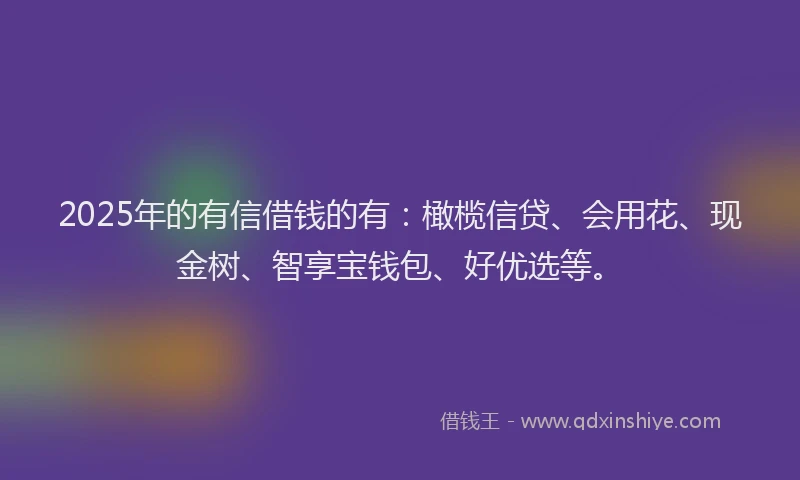 2025年的有信借钱的有：橄榄信贷、会用花、现金树、智享宝钱包、好优选等。