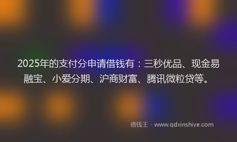 2025年的支付分申请借钱有：三秒优品、现金易融宝、小爱分期、沪商财富、腾讯微粒贷等。