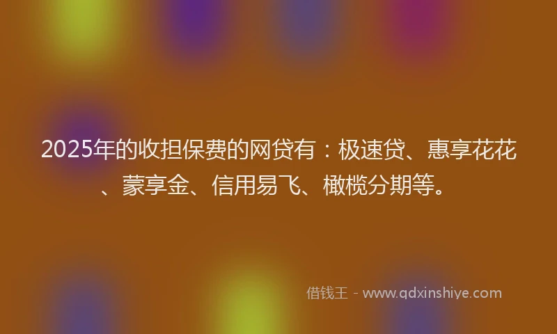 2025年的收担保费的网贷有：极速贷、惠享花花、蒙享金、信用易飞、橄榄分期等。