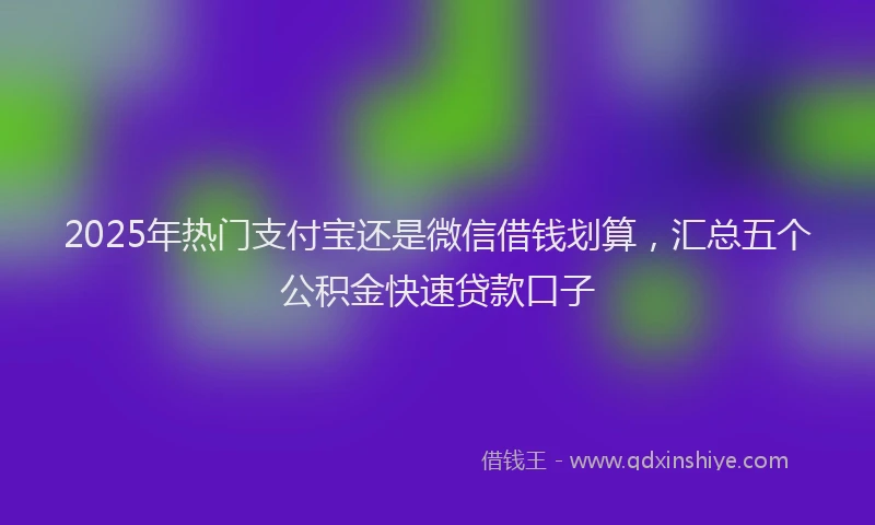 2025年热门支付宝还是微信借钱划算，汇总五个公积金快速贷款口子
