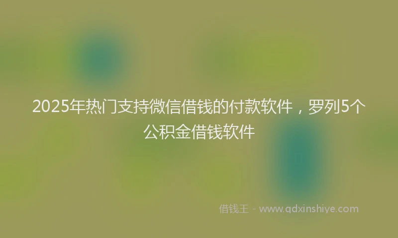 2025年热门支持微信借钱的付款软件，罗列5个公积金借钱软件