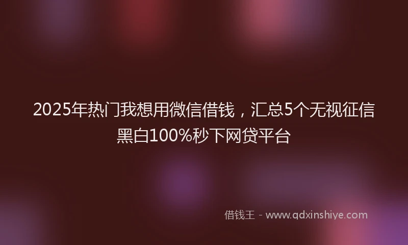 2025年热门我想用微信借钱，汇总5个无视征信黑白100%秒下网贷平台