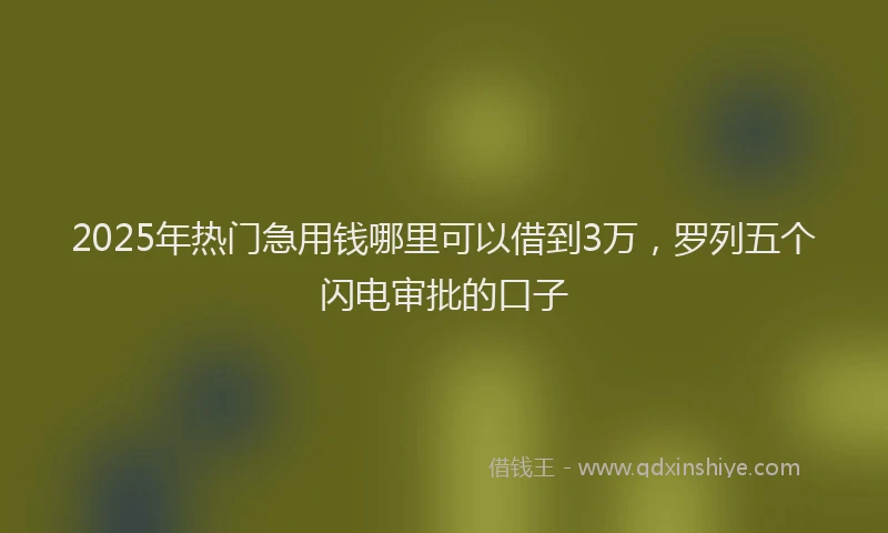 2025年热门急用钱哪里可以借到3万，罗列五个闪电审批的口子
