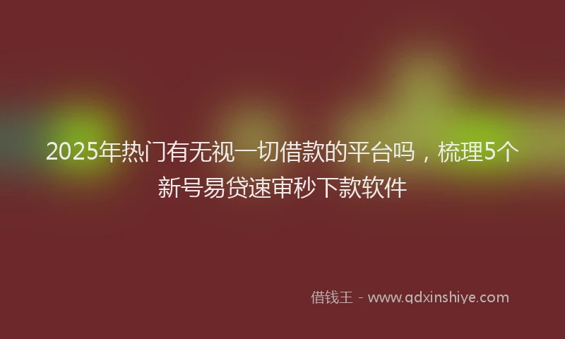 2025年热门有无视一切借款的平台吗，梳理5个新号易贷速审秒下款软件