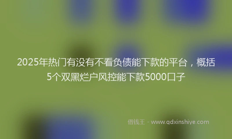 2025年热门有没有不看负债能下款的平台，概括5个双黑烂户风控能下款5000口子