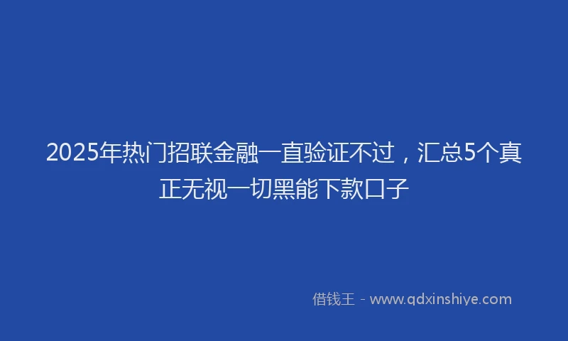 2025年热门招联金融一直验证不过，汇总5个真正无视一切黑能下款口子