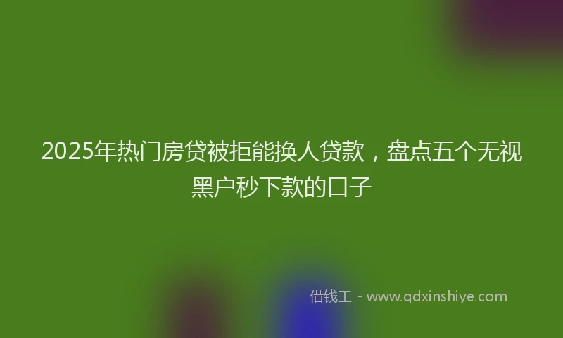 2025年热门房贷被拒能换人贷款，盘点五个无视黑户秒下款的口子