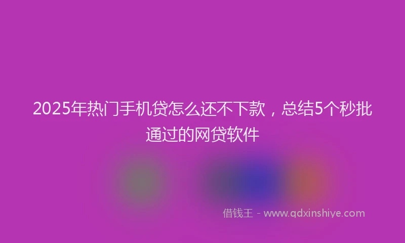 2025年热门手机贷怎么还不下款，总结5个秒批通过的网贷软件