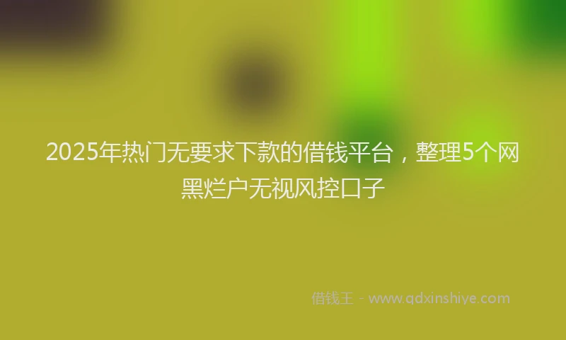 2025年热门无要求下款的借钱平台，整理5个网黑烂户无视风控口子