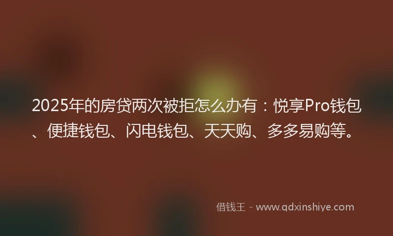 2025年的房贷两次被拒怎么办有：悦享Pro钱包、便捷钱包、闪电钱包、天天购、多多易购等。