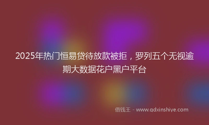 2025年热门恒易贷待放款被拒，罗列五个无视逾期大数据花户黑户平台