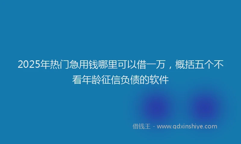2025年热门急用钱哪里可以借一万，概括五个不看年龄征信负债的软件