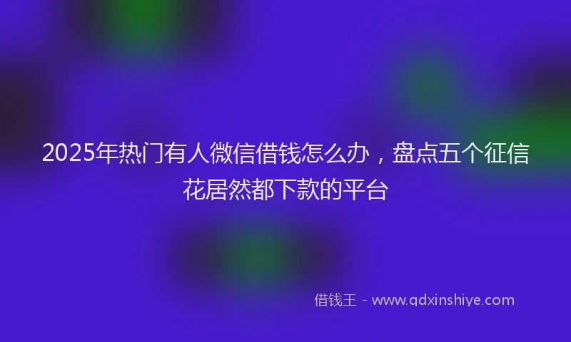2025年热门有人微信借钱怎么办，盘点五个征信花居然都下款的平台
