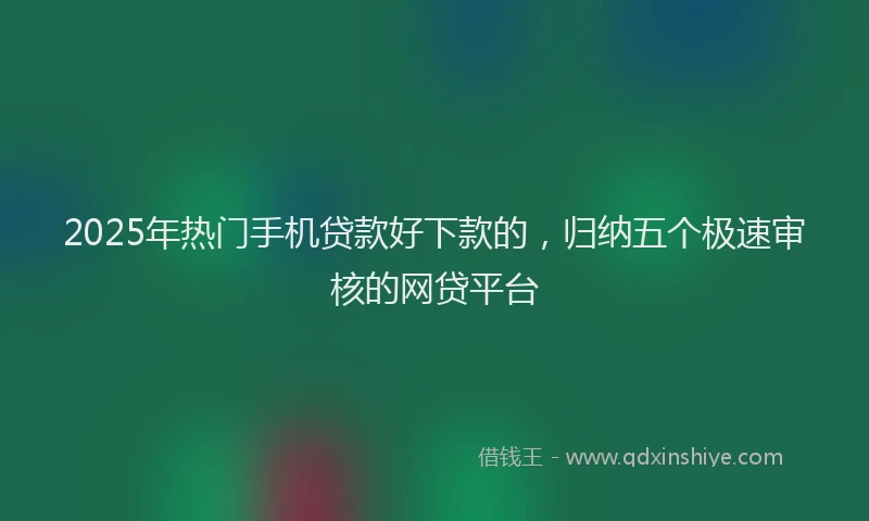 2025年热门手机贷款好下款的，归纳五个极速审核的网贷平台