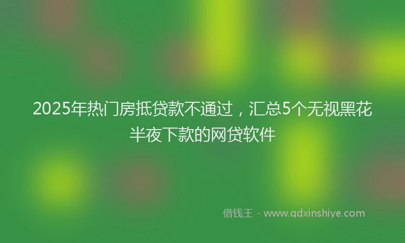 2025年热门房抵贷款不通过，汇总5个无视黑花半夜下款的网贷软件