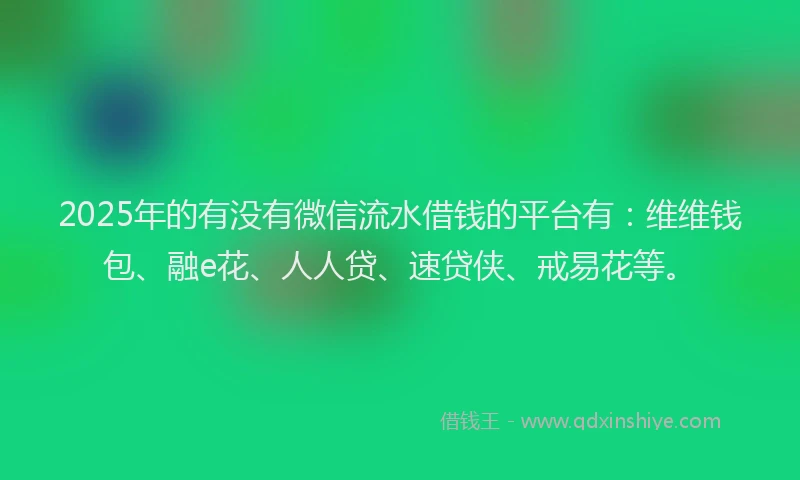 2025年的有没有微信流水借钱的平台有：维维钱包、融e花、人人贷、速贷侠、戒易花等。
