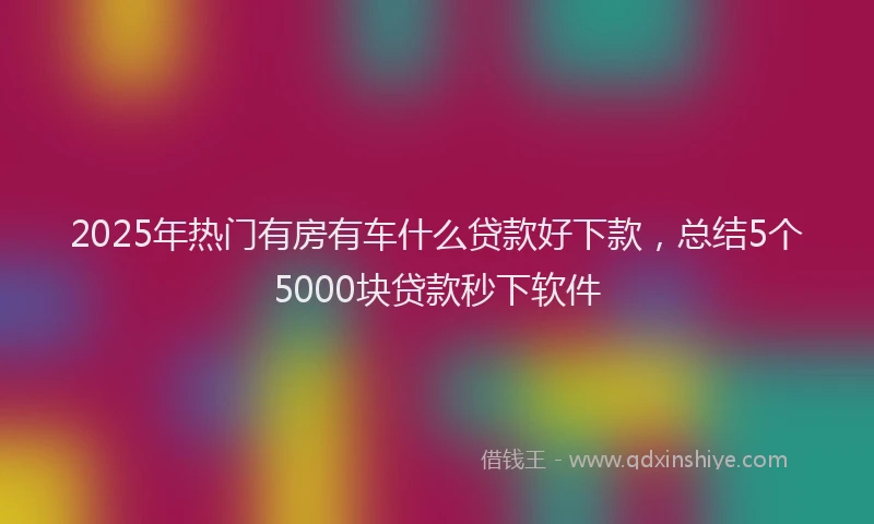 2025年热门有房有车什么贷款好下款，总结5个5000块贷款秒下软件