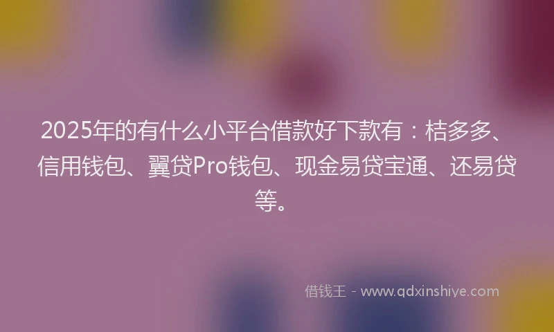 2025年的有什么小平台借款好下款有：桔多多、信用钱包、翼贷Pro钱包、现金易贷宝通、还易贷等。