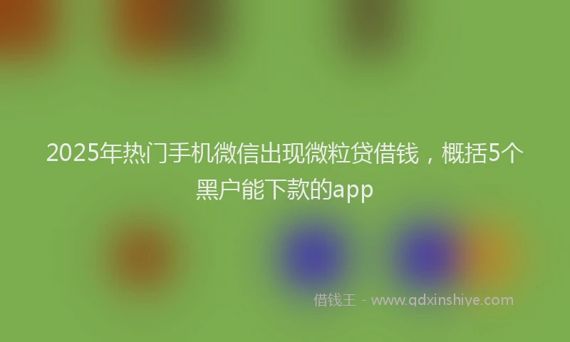 2025年热门手机微信出现微粒贷借钱，概括5个黑户能下款的app