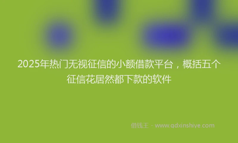 2025年热门无视征信的小额借款平台，概括五个征信花居然都下款的软件