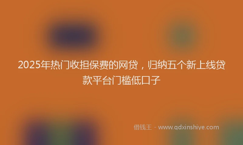 2025年热门收担保费的网贷，归纳五个新上线贷款平台门槛低口子