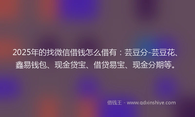 2025年的找微信借钱怎么借有：芸豆分-芸豆花、鑫易钱包、现金贷宝、借贷易宝、现金分期等。
