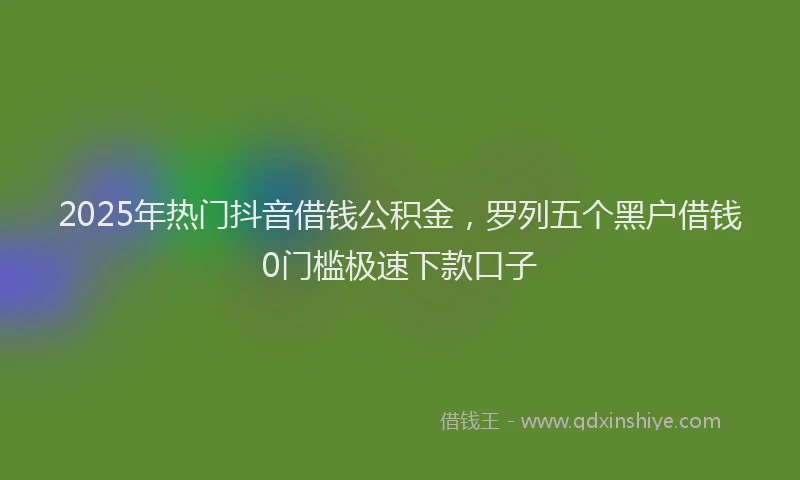 2025年热门抖音借钱公积金，罗列五个黑户借钱0门槛极速下款口子