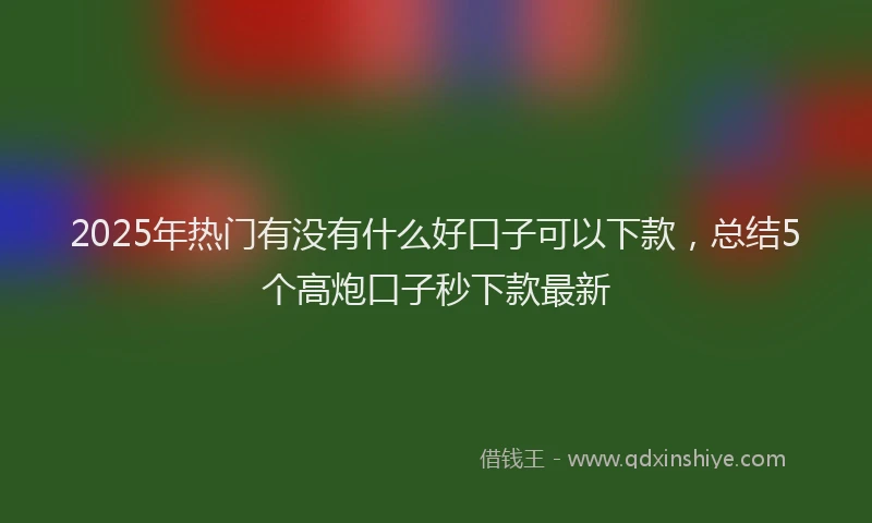 2025年热门有没有什么好口子可以下款，总结5个高炮口子秒下款最新