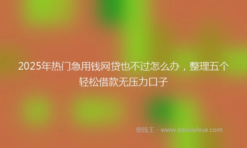 2025年热门急用钱网贷也不过怎么办，整理五个轻松借款无压力口子