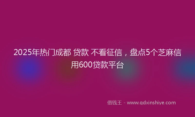 2025年热门成都 贷款 不看征信，盘点5个芝麻信用600贷款平台