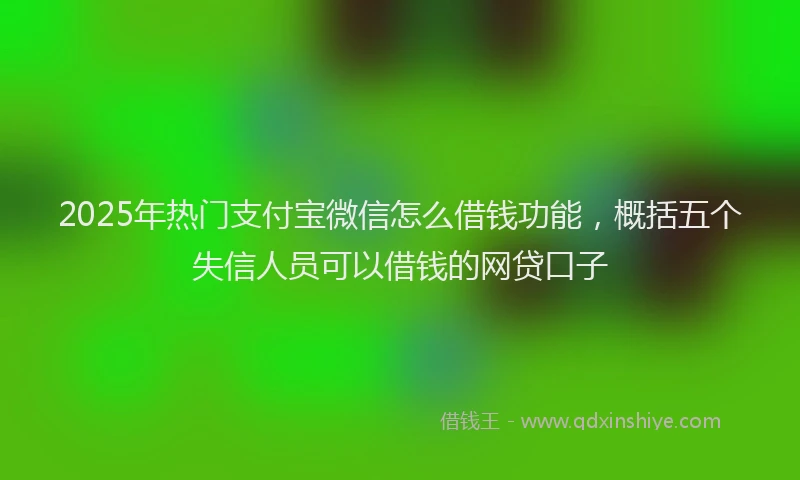 2025年热门支付宝微信怎么借钱功能，概括五个失信人员可以借钱的网贷口子