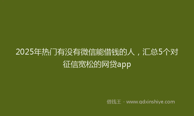 2025年热门有没有微信能借钱的人，汇总5个对征信宽松的网贷app