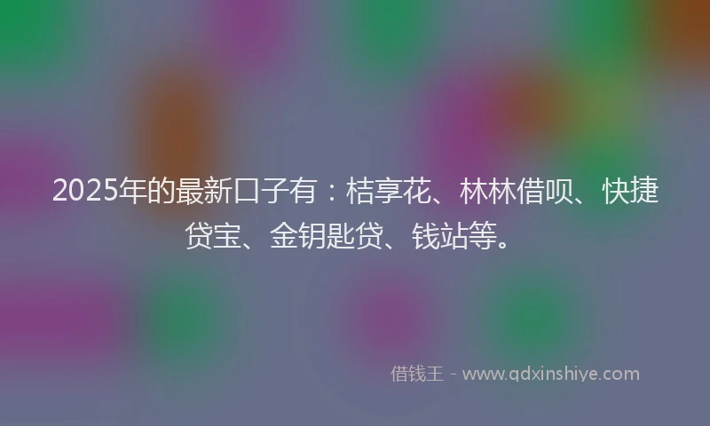 2025年的最新口子有：桔享花、林林借呗、快捷贷宝、金钥匙贷、钱站等。