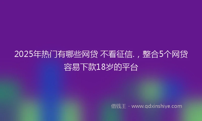 2025年热门有哪些网贷 不看征信.，整合5个网贷容易下款18岁的平台