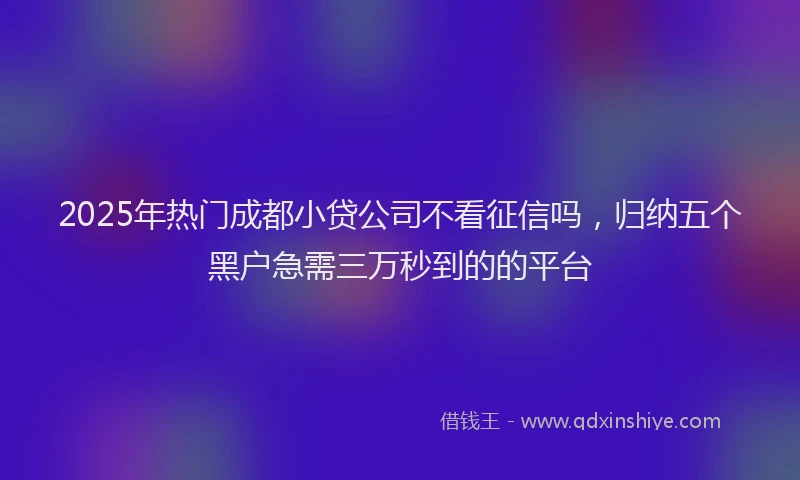2025年热门成都小贷公司不看征信吗，归纳五个黑户急需三万秒到的的平台