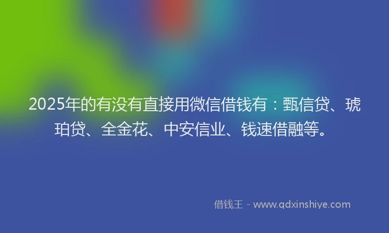 2025年的有没有直接用微信借钱有：甄信贷、琥珀贷、全金花、中安信业、钱速借融等。