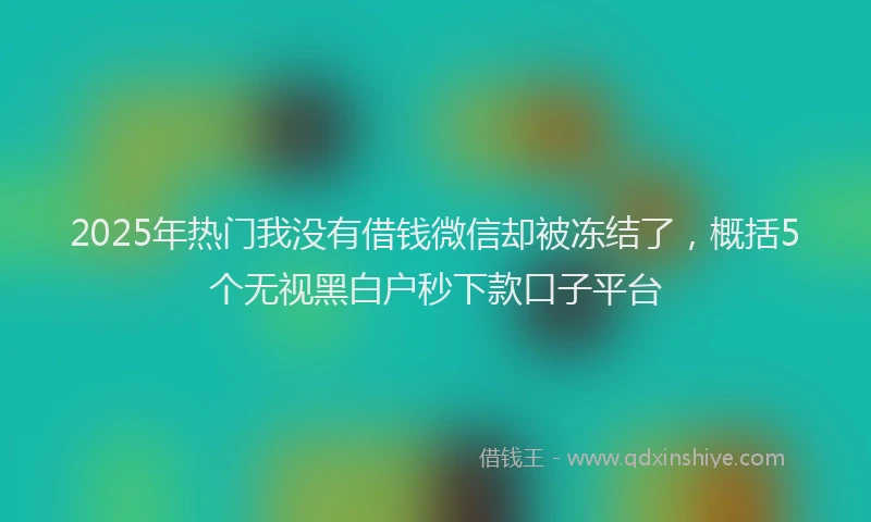 2025年热门我没有借钱微信却被冻结了，概括5个无视黑白户秒下款口子平台