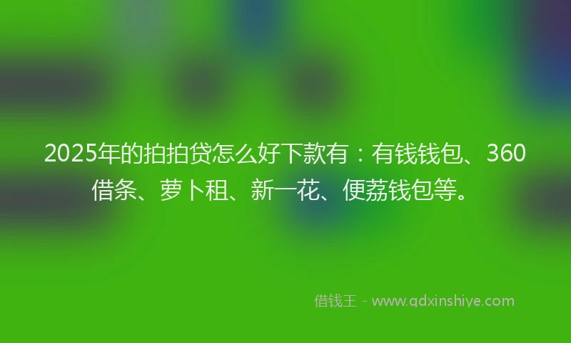 2025年的拍拍贷怎么好下款有：有钱钱包、360借条、萝卜租、新一花、便荔钱包等。