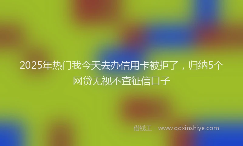 2025年热门我今天去办信用卡被拒了，归纳5个网贷无视不查征信口子