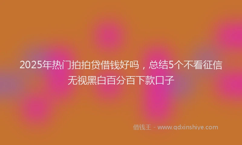 2025年热门拍拍贷借钱好吗，总结5个不看征信无视黑白百分百下款口子
