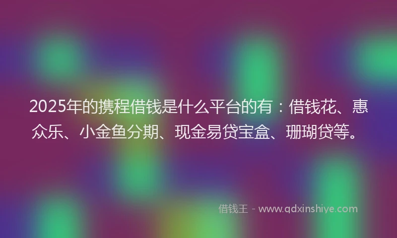 2025年的携程借钱是什么平台的有：借钱花、惠众乐、小金鱼分期、现金易贷宝盒、珊瑚贷等。