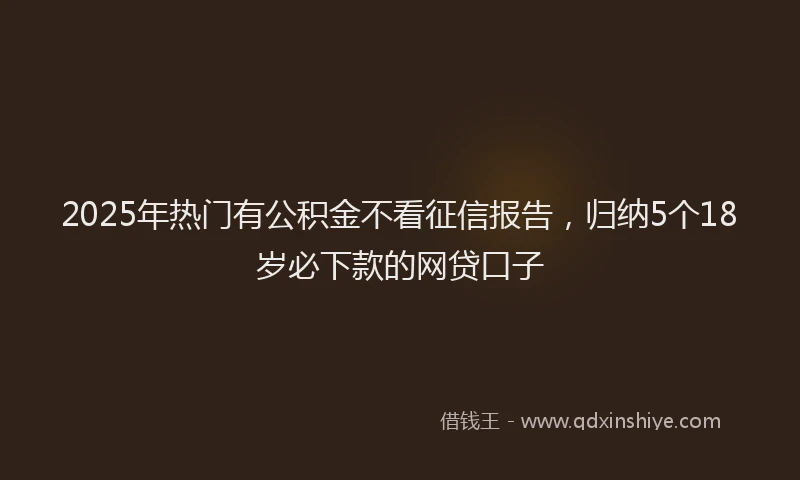 2025年热门有公积金不看征信报告，归纳5个18岁必下款的网贷口子