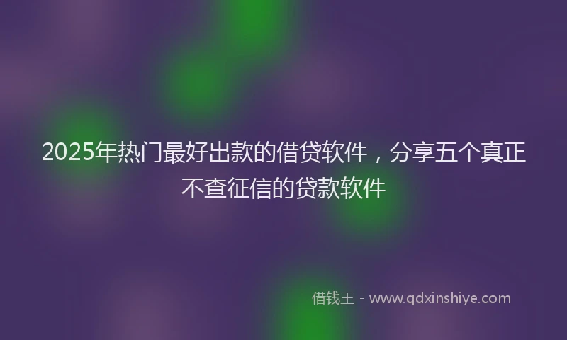 2025年热门最好出款的借贷软件，分享五个真正不查征信的贷款软件