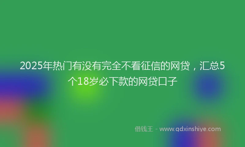 2025年热门有没有完全不看征信的网贷，汇总5个18岁必下款的网贷口子